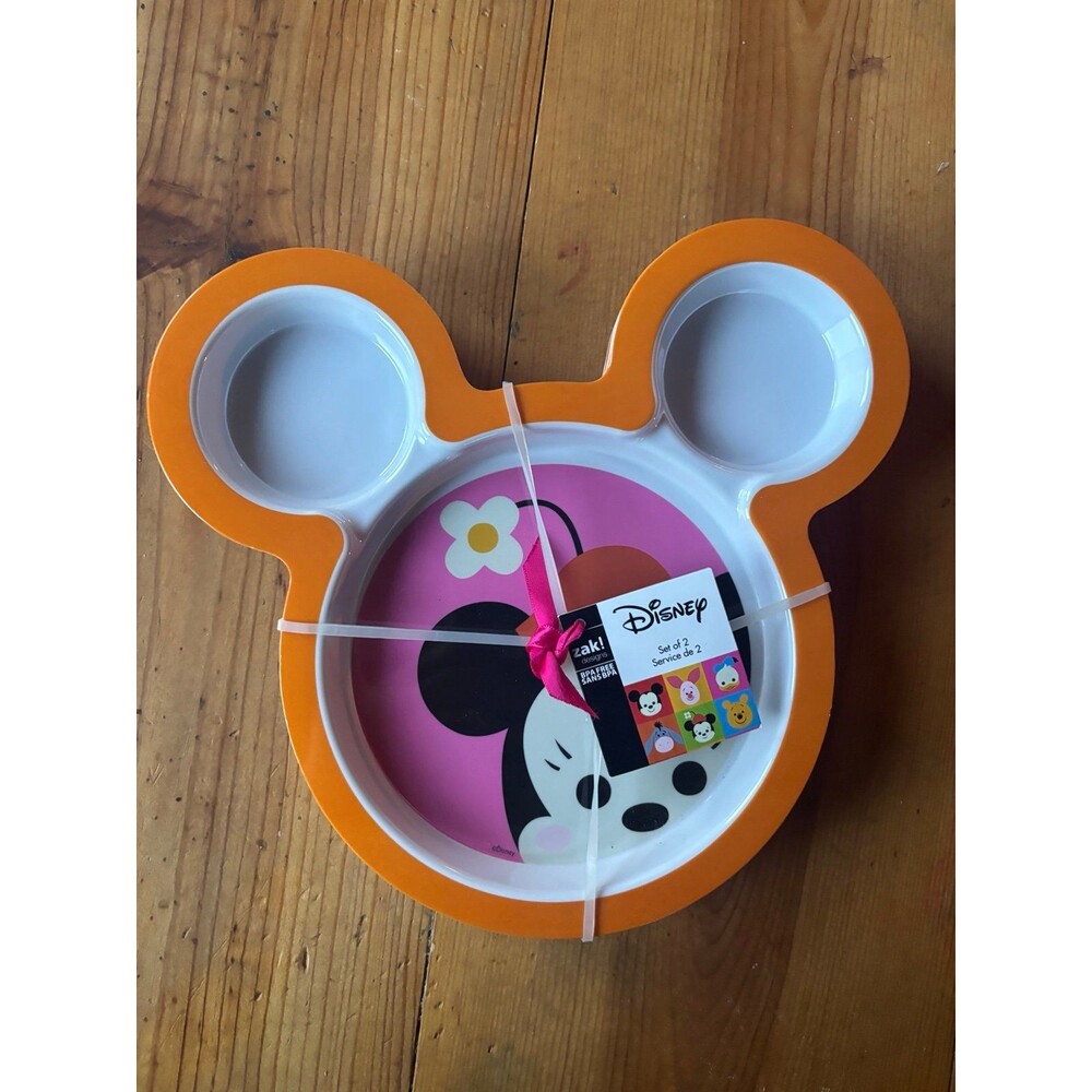 Zak Disney Minnie Mouse Kids Melamine Plates, 3ct, Tsum Tsum